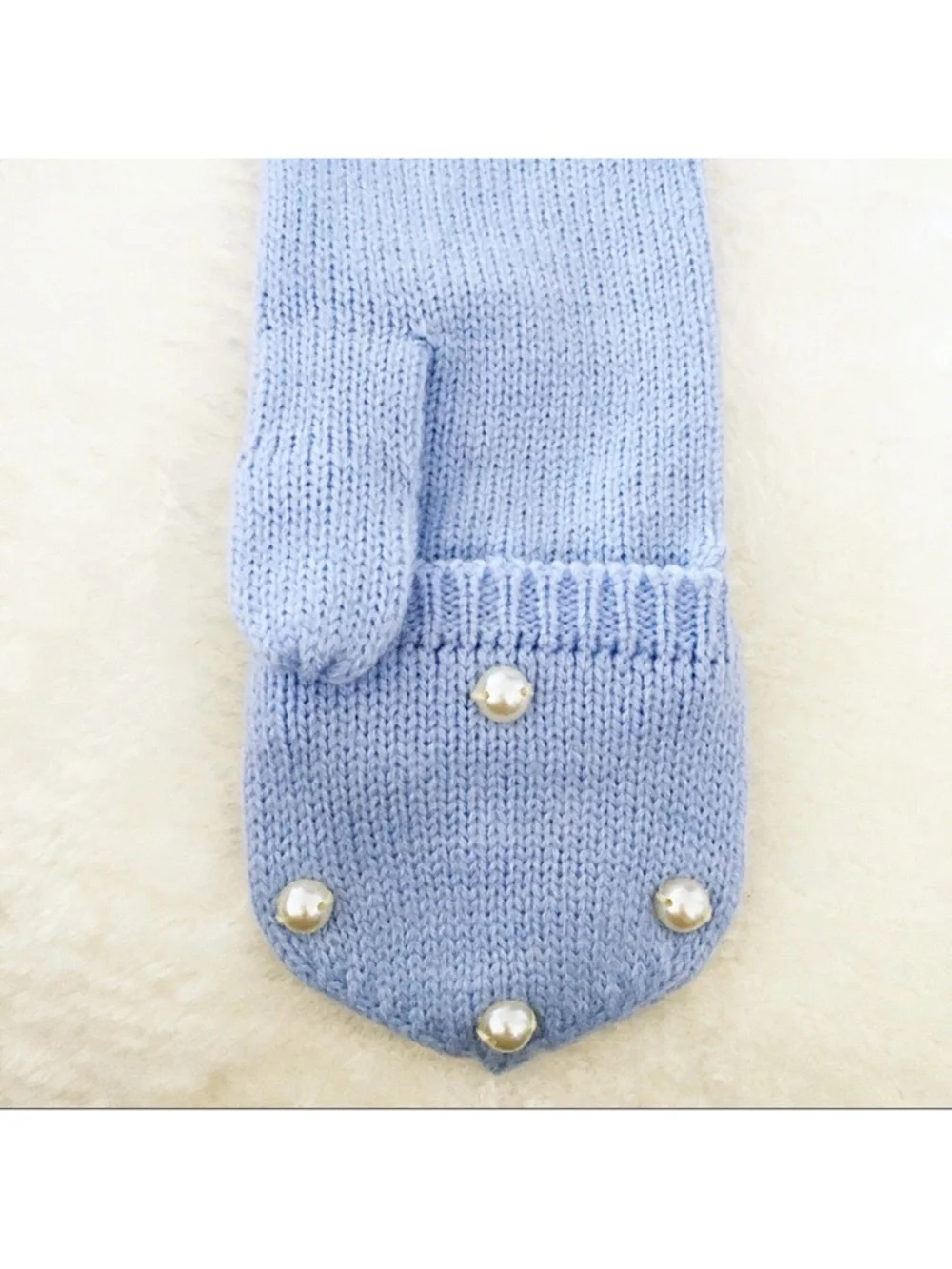 Kate Spade Pearl Ocean Fog Blue Convertible Pop-Top / Fingerless Gloves